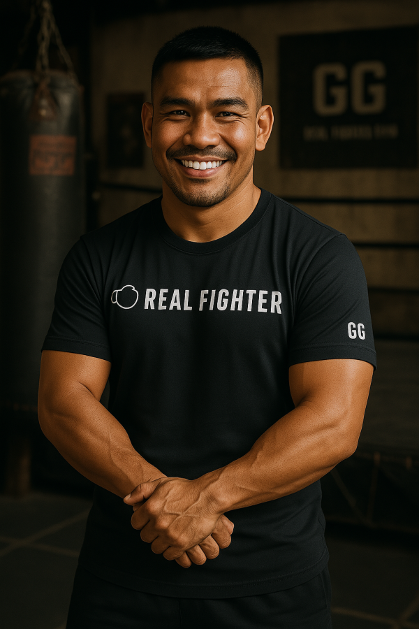 T-Shirt "REAL FIGHTER - Minimal Ed" Black - Image 4