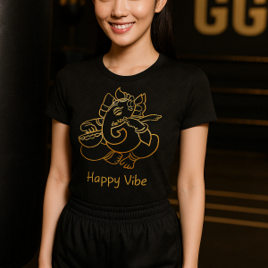 T-Shirt “Golden Ganesha - Happy Vibe” Black